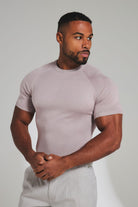 Fine Gauge Knitted T-Shirt in Dusky Pink