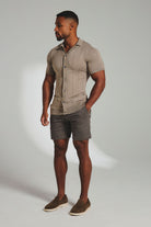 Ribbed Knitted Shirt in Mushroom - TAILORED ATHLETE - USA