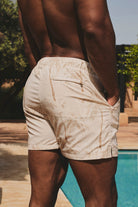 Quick Dry Printed Palm Print Swim Short in Neutral