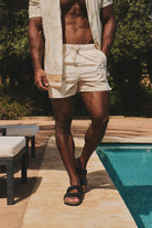 Quick Dry Printed Palm Print Swim Short in Neutral