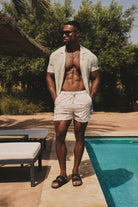 Quick Dry Printed Palm Print Swim Short in Neutral